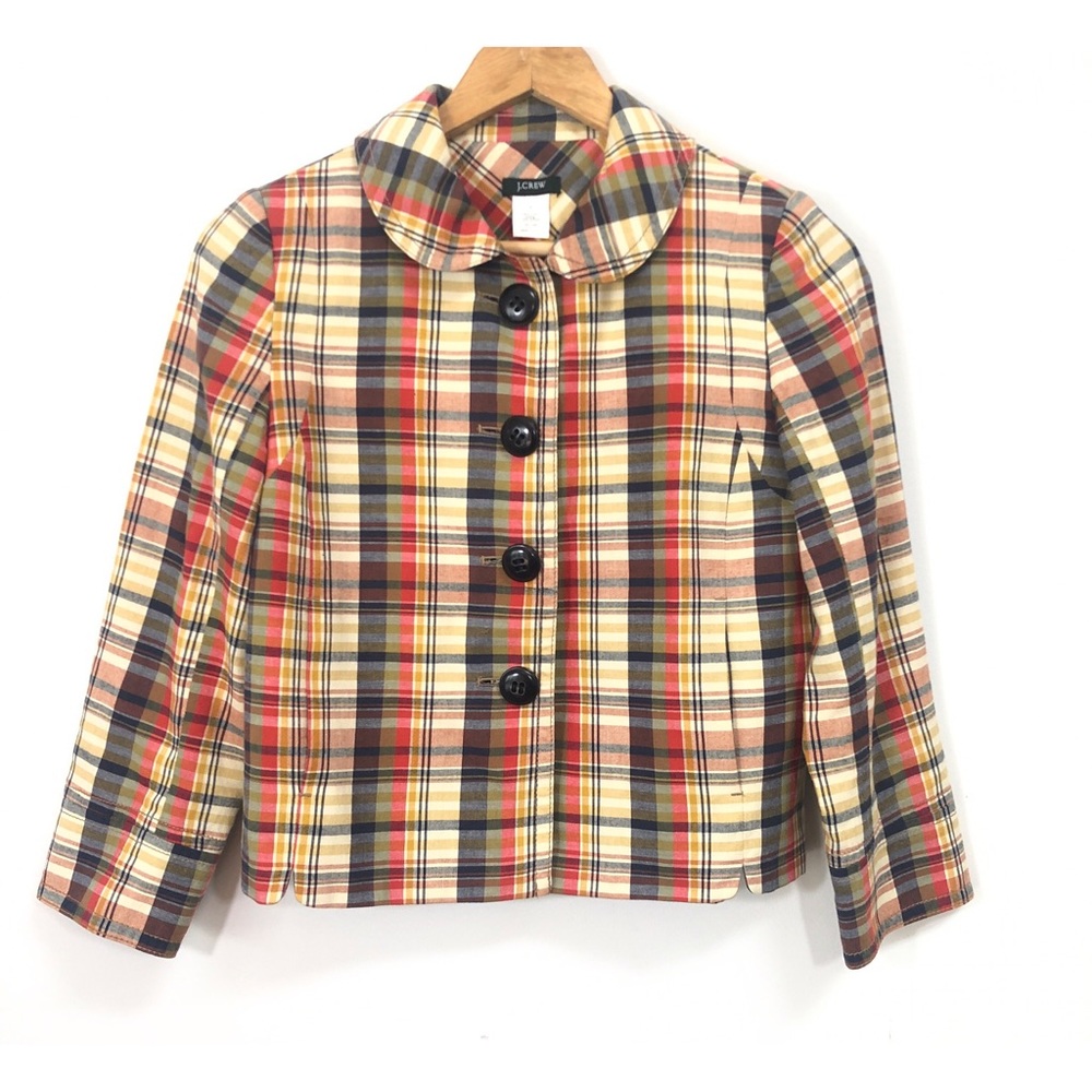 J. Crew Multi Color Plaid Button Front Jacket